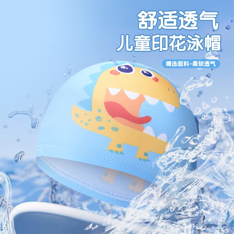 Cute Dinosaur Print Kids Swim  - Swim Hat Silicone avaliação e preço