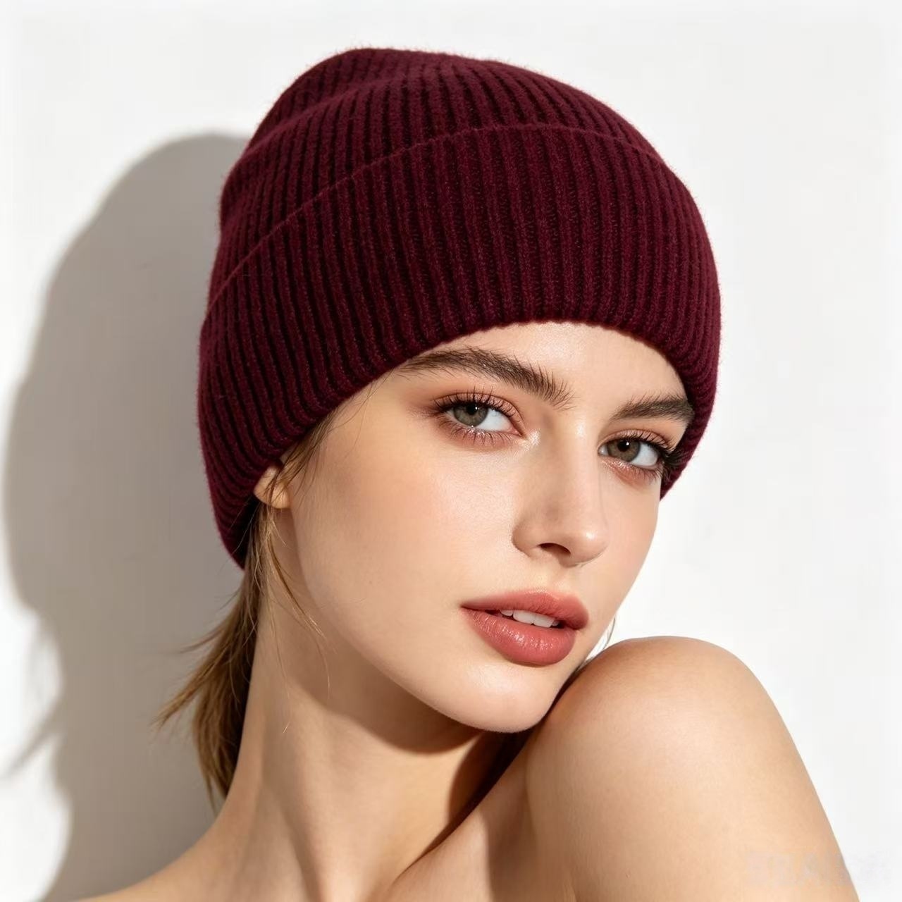 Navy Blue Ribbed Knit Thermal  - Beanie Cuffed Knit avaliação e preço