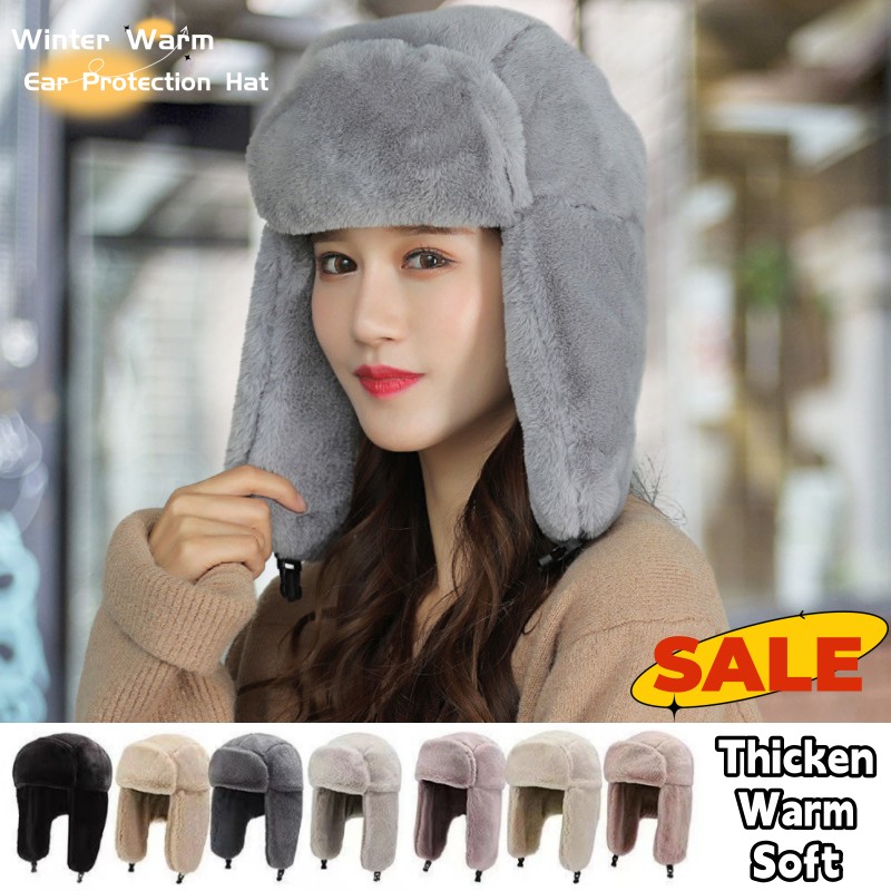 New Winter Warm Thick Plush Bo - Trapper Hat Ear Flap avaliação e preço