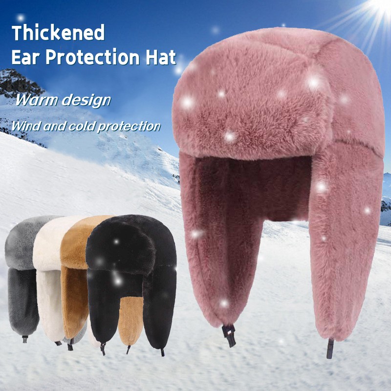 New Winter Warm Thick Plush Bo - Trapper Hat Ear Flap avaliação e preço
