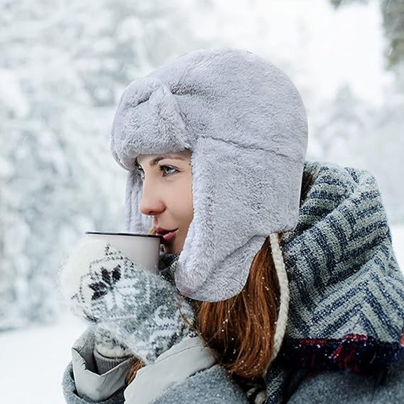 New Winter Warm Thick Plush Bo - Trapper Hat Ear Flap avaliação e preço