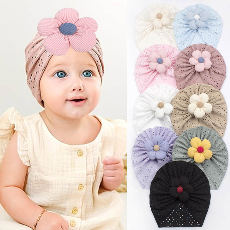 3D Flower Baby Turban Cap Summ - Dad Hat Cotton avaliação e preço