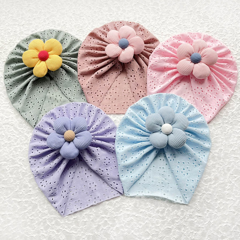 3D Flower Baby Turban Cap Summ - Dad Hat Cotton avaliação e preço