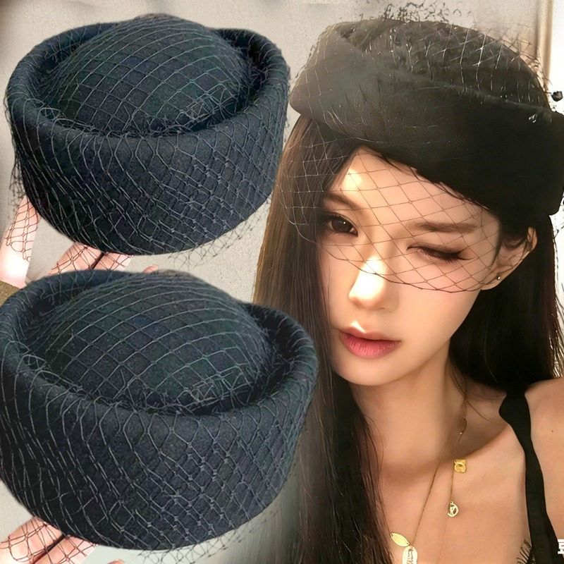 Fashion Mesh Flat Top Beret Ha - Beret French Wool avaliação e preço