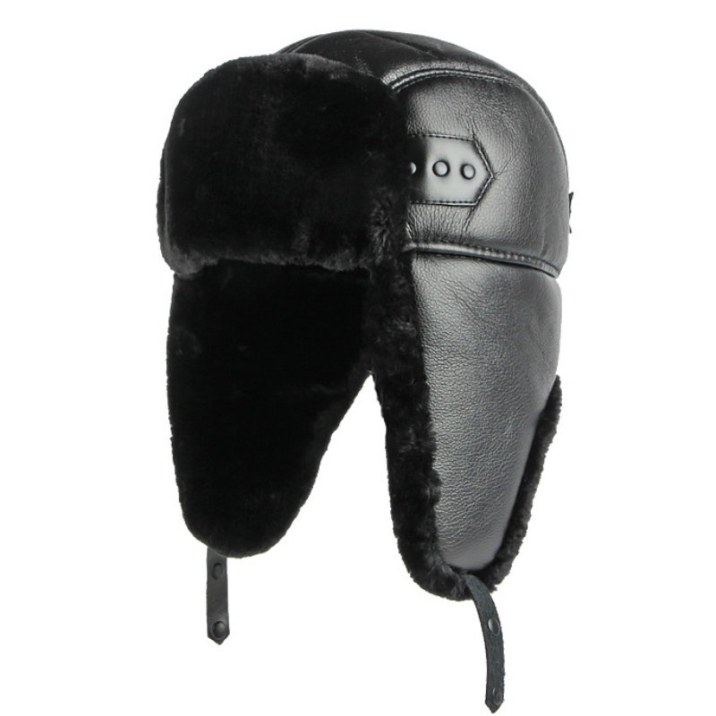 HT4002 New PU Leather Russian  - Winter Trapper Hat avaliação e preço