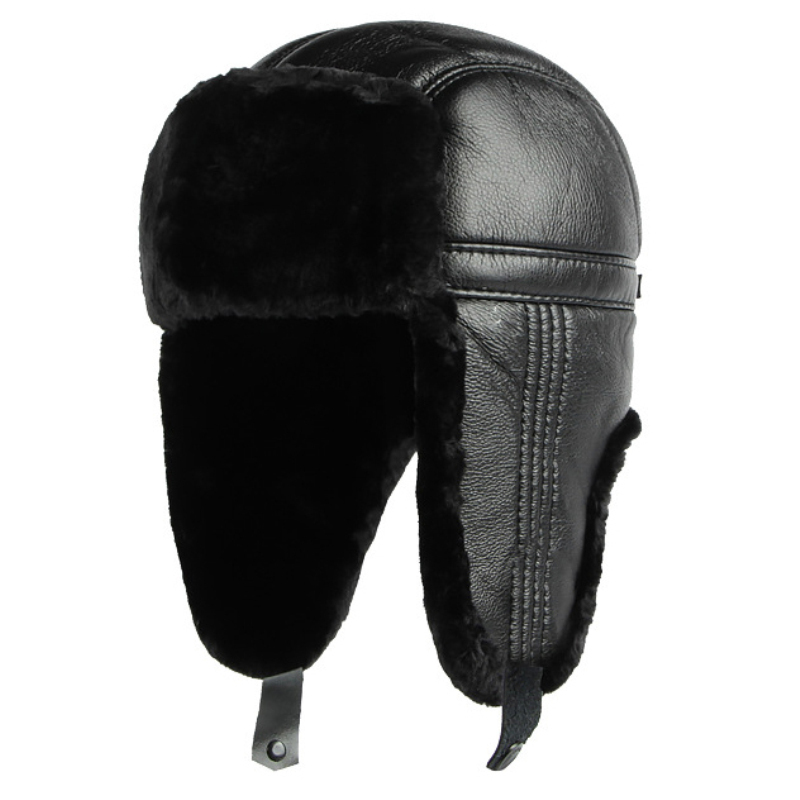 HT4002 New PU Leather Russian  - Winter Trapper Hat avaliação e preço