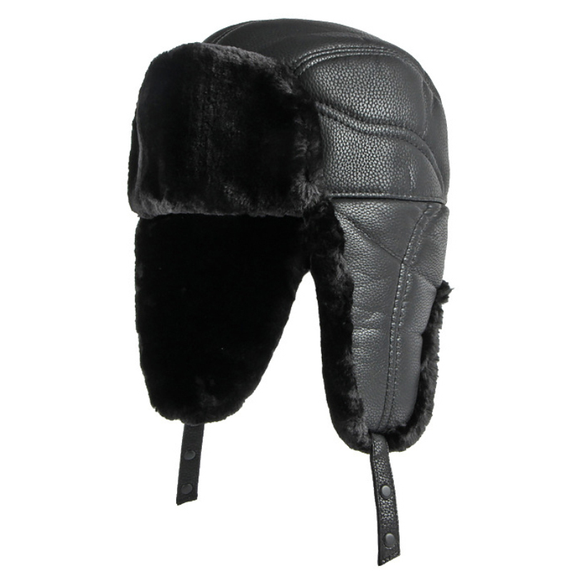 HT4002 New PU Leather Russian  - Winter Trapper Hat avaliação e preço