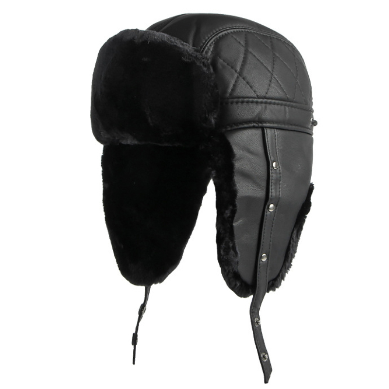 HT4002 New PU Leather Russian  - Winter Trapper Hat avaliação e preço