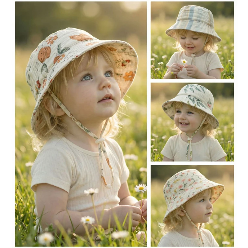Muslin Baby Summer Hat Adjusta - Bucket Hat Cotton avaliação e preço