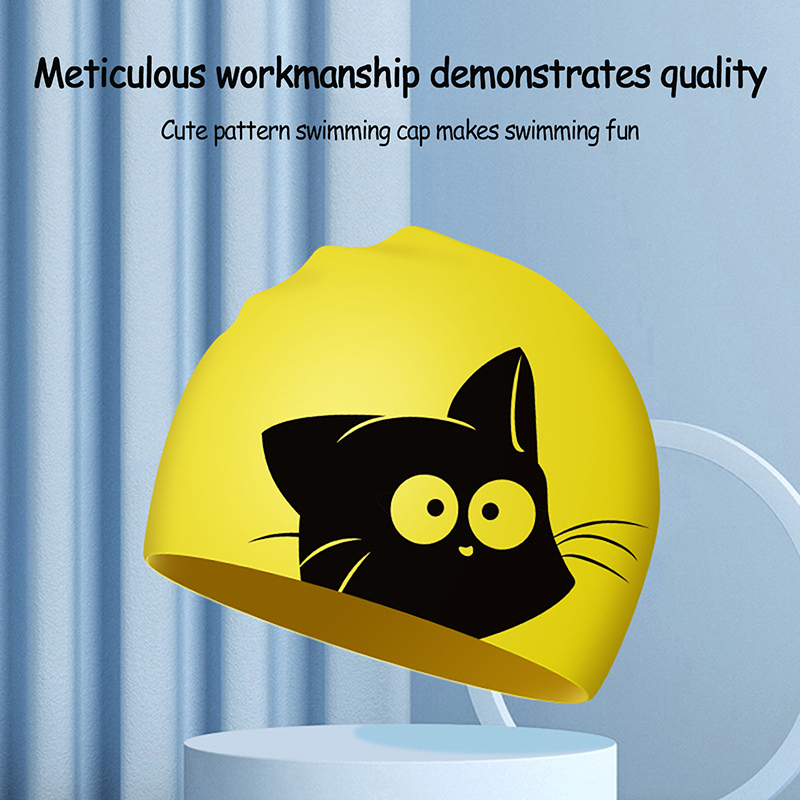 Cute Cat Swimming Cap For Long - Swim Hat Silicone avaliação e preço