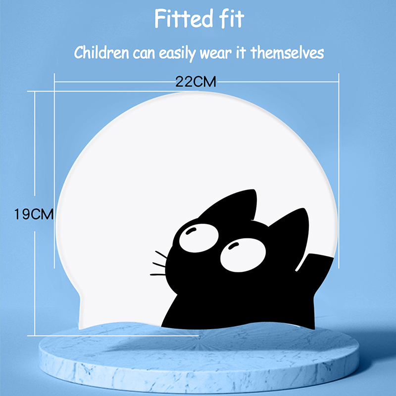 Cute Cat Swimming Cap For Long - Swim Hat Silicone avaliação e preço