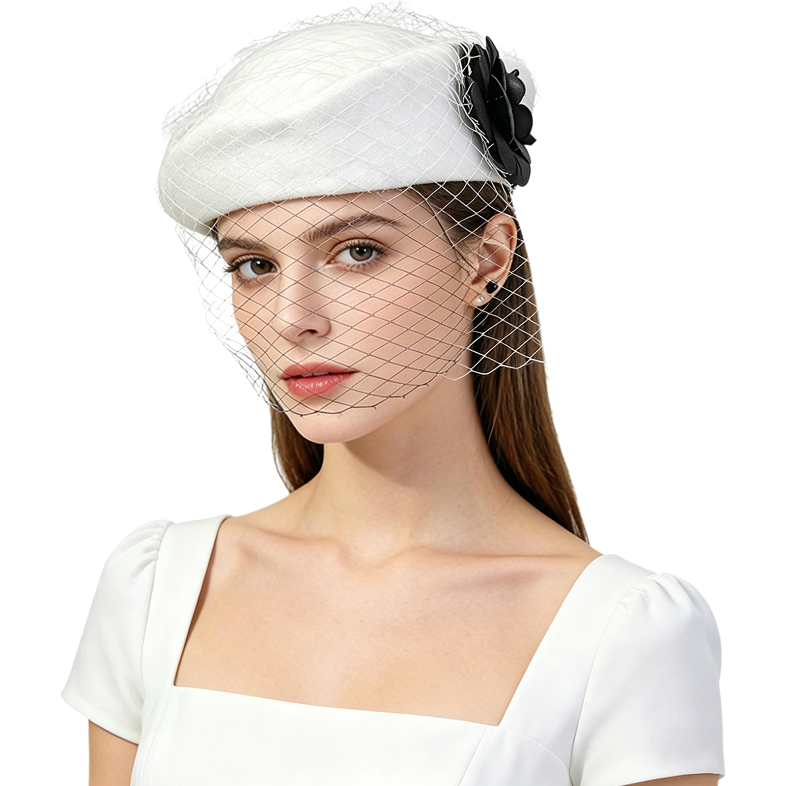 Vintage Artificial Flower Brid - Beret French Wool avaliação e preço