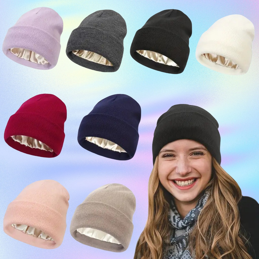 Unisex Satin Lined Anti Static - Beanie Cuffed Knit avaliação e preço