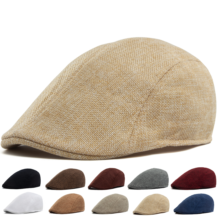Men's Linen Flat Cap Spring Su - Newsboy Cap Ivy avaliação e preço