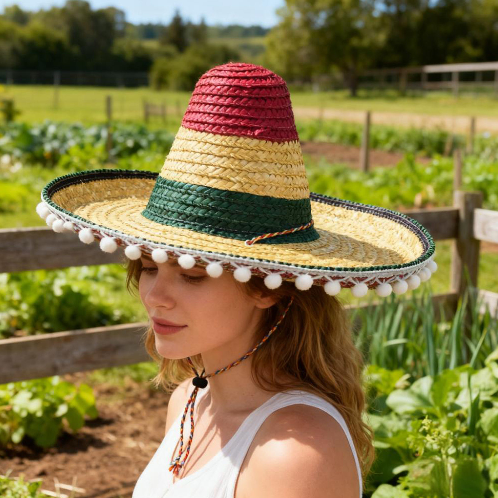 Mexican Straw Hat Carnival Wid - Sun Hat Wide Brim avaliação e preço