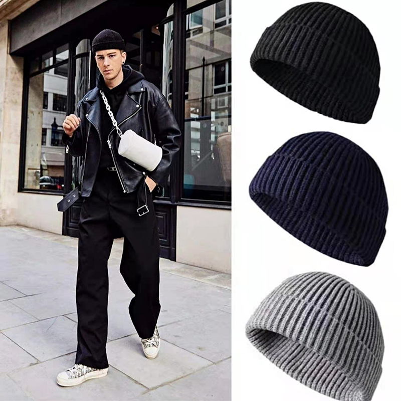 1Pcs Winter Warm Unisex Wool B - Beanie Cuffed Knit avaliação e preço