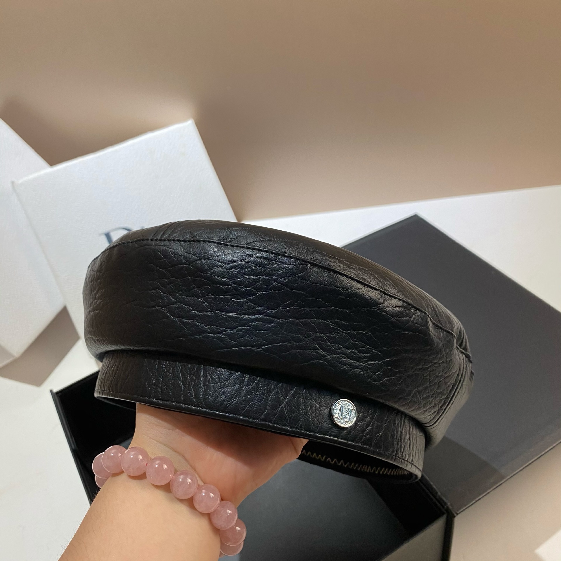 PU Leather Beret Caps Women Fa - Snapback Hat Flat avaliação e preço