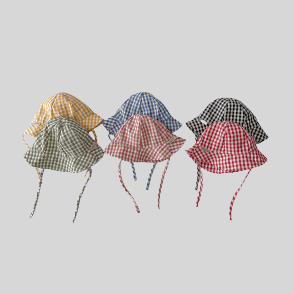 Ins Style Plaid Baby Bucket Ha - Bucket Hat Cotton avaliação e preço
