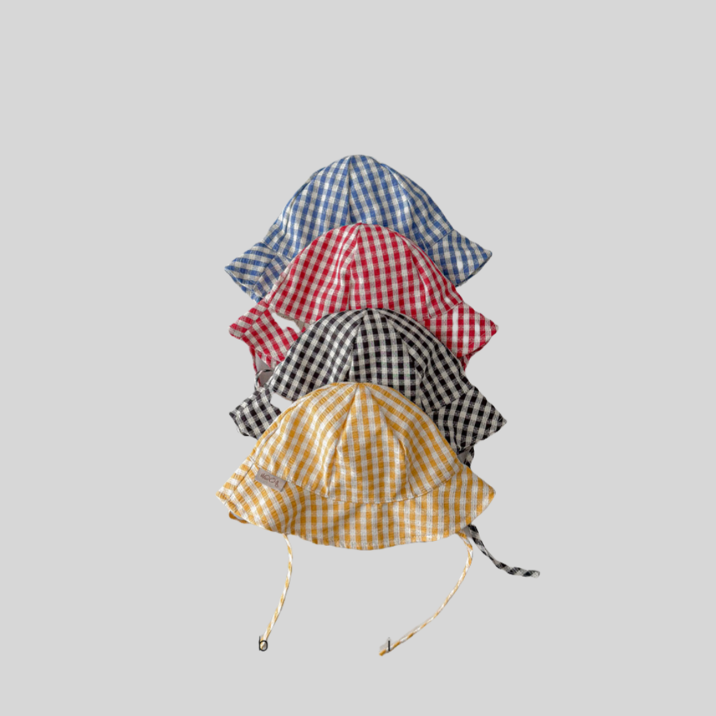 Ins Style Plaid Baby Bucket Ha - Bucket Hat Cotton avaliação e preço