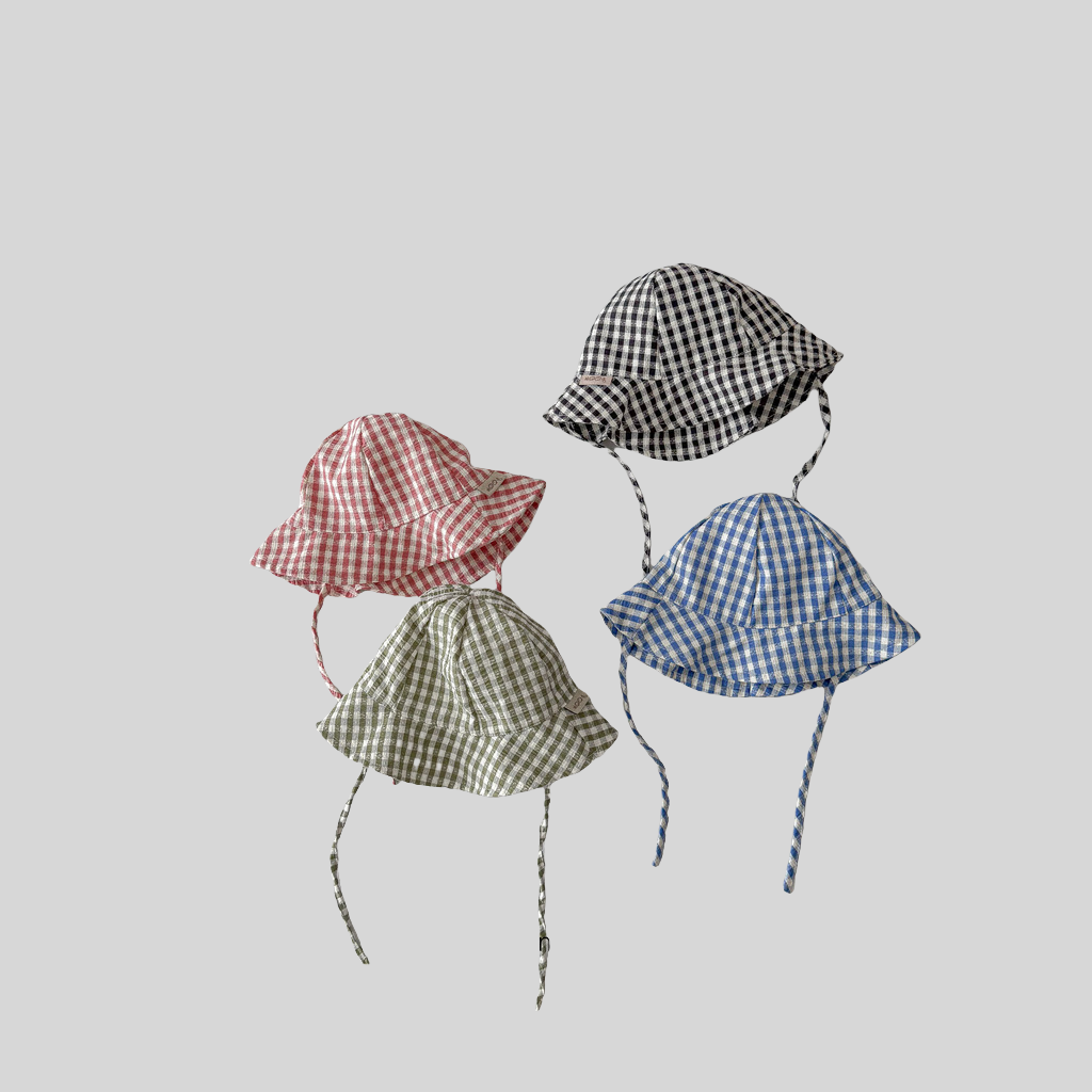 Ins Style Plaid Baby Bucket Ha - Bucket Hat Cotton avaliação e preço